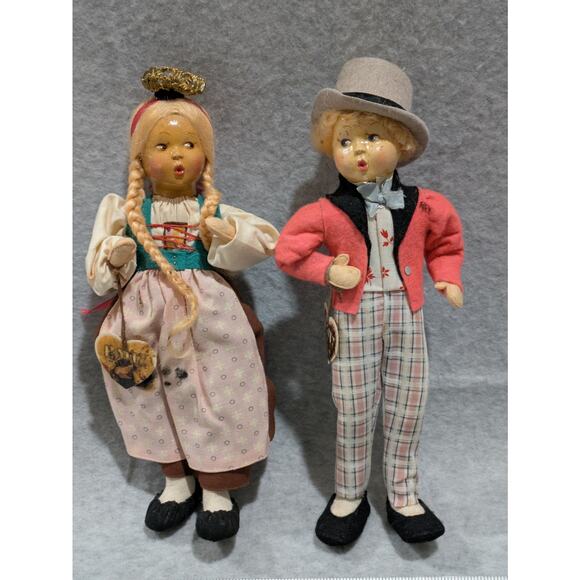 BAITZ‎ Doll With Original Tag Whistling Hand Painted Bisque Face Vintage 2 Pcs - Picture 1 of 16